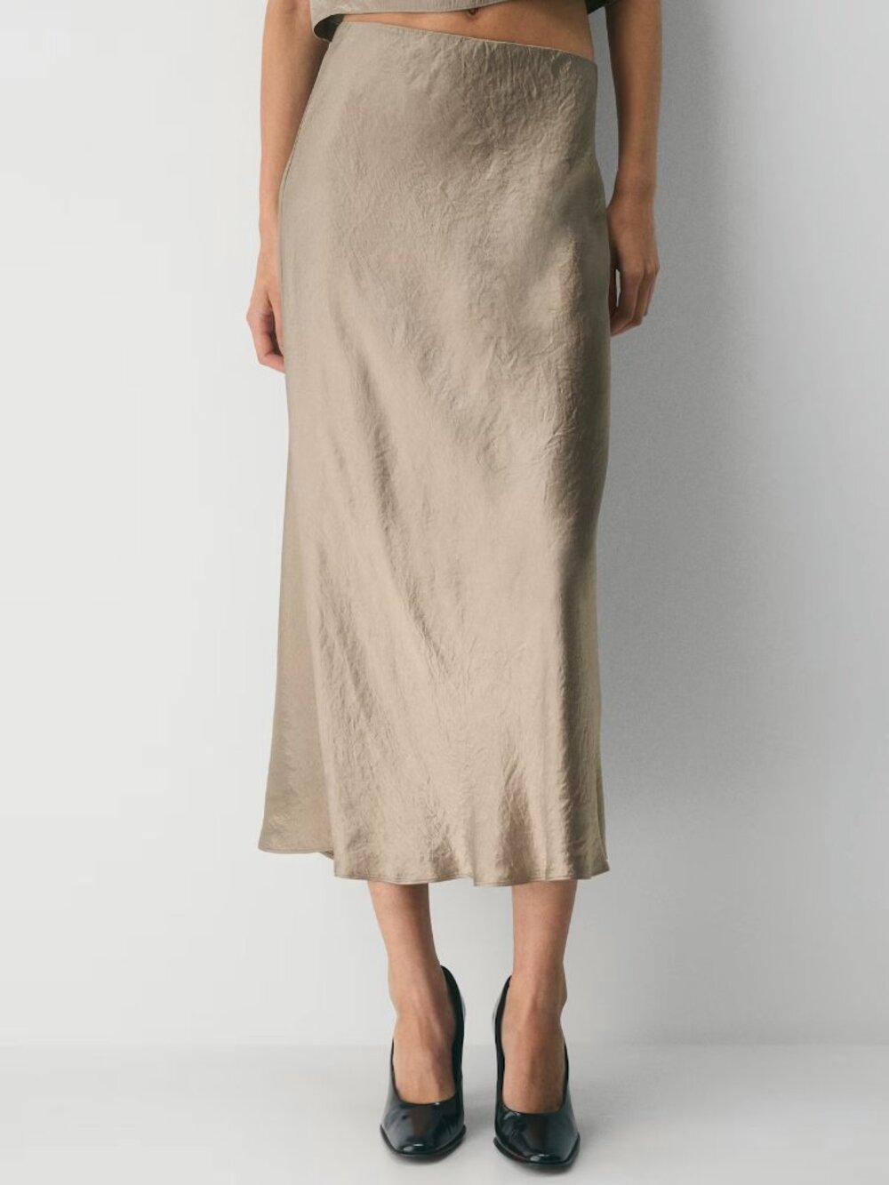 Aritzia Babaton Slip Satin Maxi Skirt in Nomad Taupe, Size 0